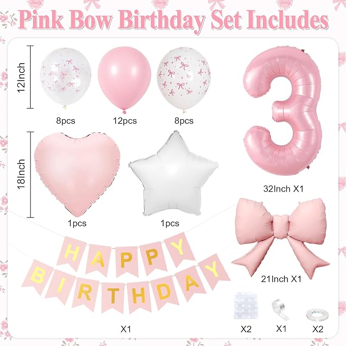 3rd Pink Bow Birthday Decorations - Image 2
