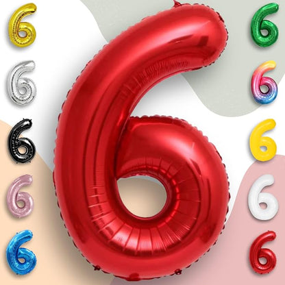 Red Number Balloon 6 Mylar Foil Balloons 16 inch - Image 5