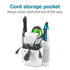 Polder Style Station, Tool Organizer for Hair Dryer, Curling Iron, and Straightener, Easy-to-Store Hair Styling Station, White and Silver