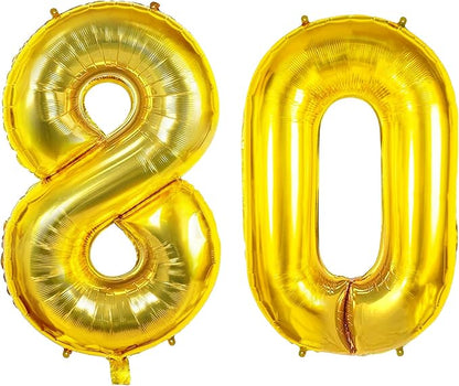 Number 80 Balloons for 80th Birthday Party Decorations, 0-100 Large No.80 by Joycard