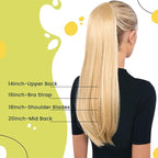 RUNATURE Ponytail Extension Real Human Hair, Short Ponytail Hair Extensions for Women, Soft Remy Natural Hair, Wrap Around Human Hair Ponytail, 12 Inch 70g #8P60 Ash Brown Highlight Platinum Blonde