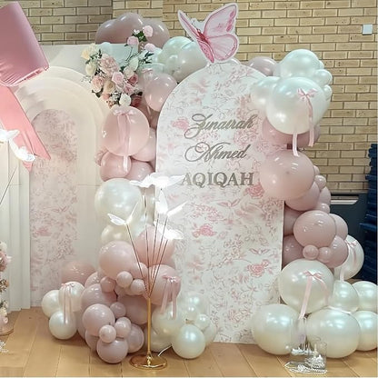 Pink and White Balloons, 12 Inch Double Stuffed Pearl Dusty Blush Baby Light - Image 5