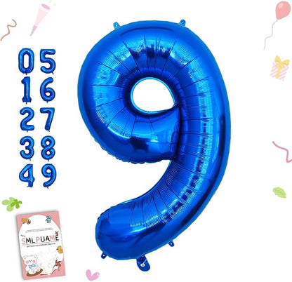 40 Inch Navy Blue 9 Balloon for 9th Birthday Party, Helium Giant Foil Number 9 by Smlpuame