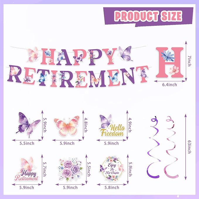 Retirement Party Decorations for Women, Butterfly Retirement Decorations | - Image 3