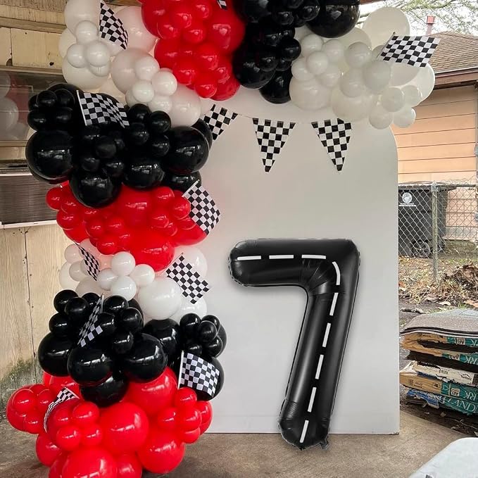 Race Car 7 Balloons, 40 Inch Birthday Race Track - Image 3