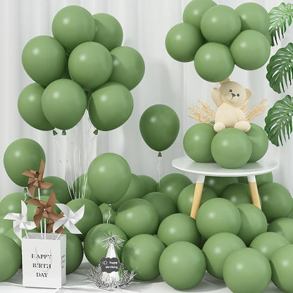 Jobkoo Sage Green Balloons 5 Inch, Mini Matte Dusty Dark Avocado Green Latex by Jobkoo