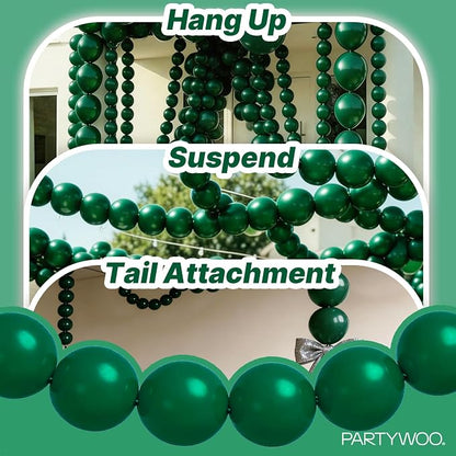 PartyWoo Dark Green Linking Balloons 100pcs 12 Inch Emerald Link Balloons | - Image 6