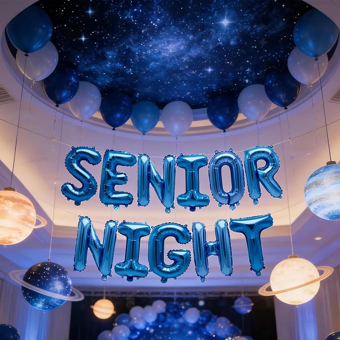 2 Set 22Pcs Blue SENIOR NIGHT Letter Balloons 16in Balloon Foil Letter - Image 4