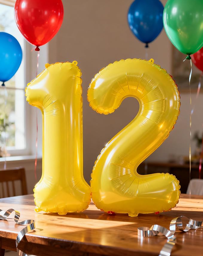 Yellow Number 7 Balloon 40 inch, Balloon numbers party supplies, deco photo - Image 4
