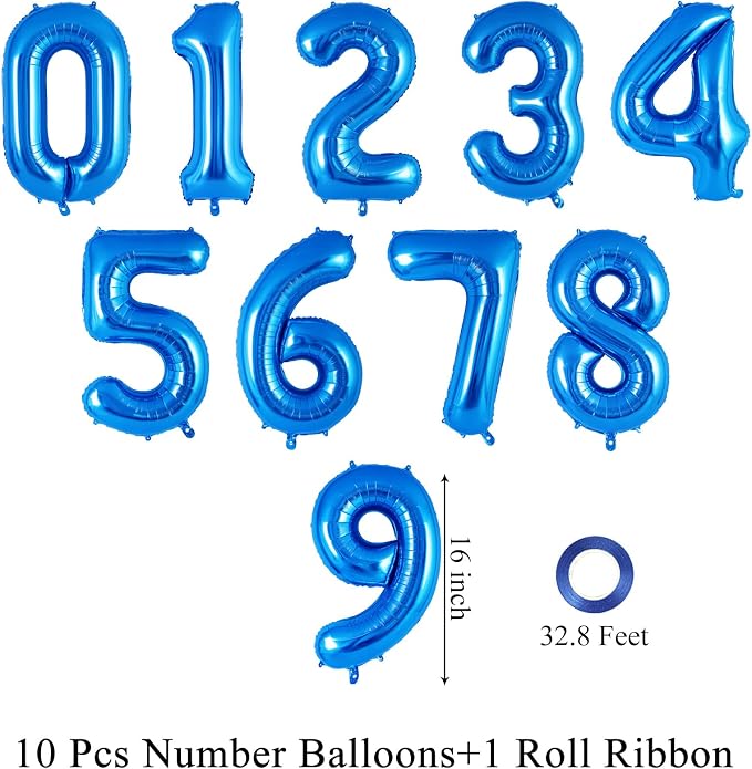 16 Inch Number 0-9 balloons, Small Mylar Numbers Balloon Custom Digital Balloons - Image 2