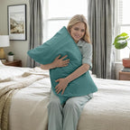 Teal Pillow Cases Queen Size 2 Pack, Bamboo Rayon Cooling Pillowcases with Envelope Closure, Cool Breathable Pillow Case for Hot Sleepers & Night Sweats, 20x30 inches