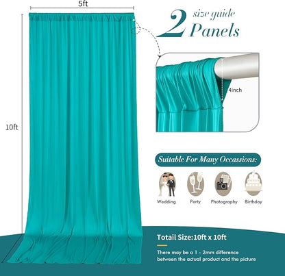 10 ft x 10 ft Wrinkle Free Turquoise Backdrop Curtain - Image 7