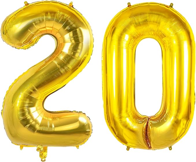 Number 20 Balloons for 20th Birthday Party Decorations, Large No.20 Balloons by Joycard