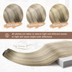 Ve Sunny 24 inch Clip in Hair Extensions Ash Grey Balayage Platinum Blonde Human Hair Clip in Extensions Straight Ombre Full Head Hair Remy Human Hair 7pcs 120g