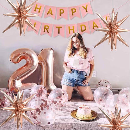 TONIFUL 4 Pcs Explosion Star Balloons Rose Gold Foil Balloon Party Decor | 22 - Image 6