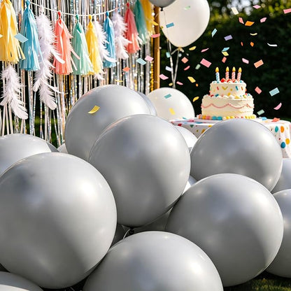 100pcs Gray Balloons 12 Inch Matte Latex Balloon | Helium Compatible, Baby - Image 4