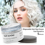 White Hair Color Wax Pomades 4.23 oz - Natural Hair Coloring Wax Material Disposable Hair Styling Clays Ash for Cosplay, Party (White)