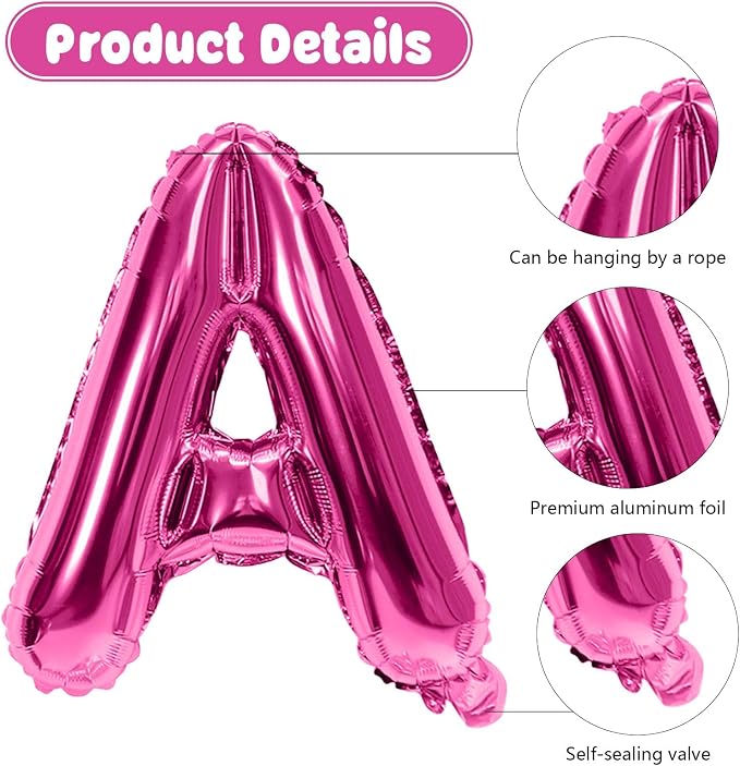 29PC Hot Pink Happy Birthday Balloon Banner, 16 Inch 3D Letter Banner Sign - Image 7
