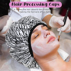 2 Pcs Double Layer Deep Conditioning Cap, Aluminum Foil Hair Heat Cap Reusable Shower Caps Steam Caps for Hair Treatments Home and Salon Use(Striped Plaid)