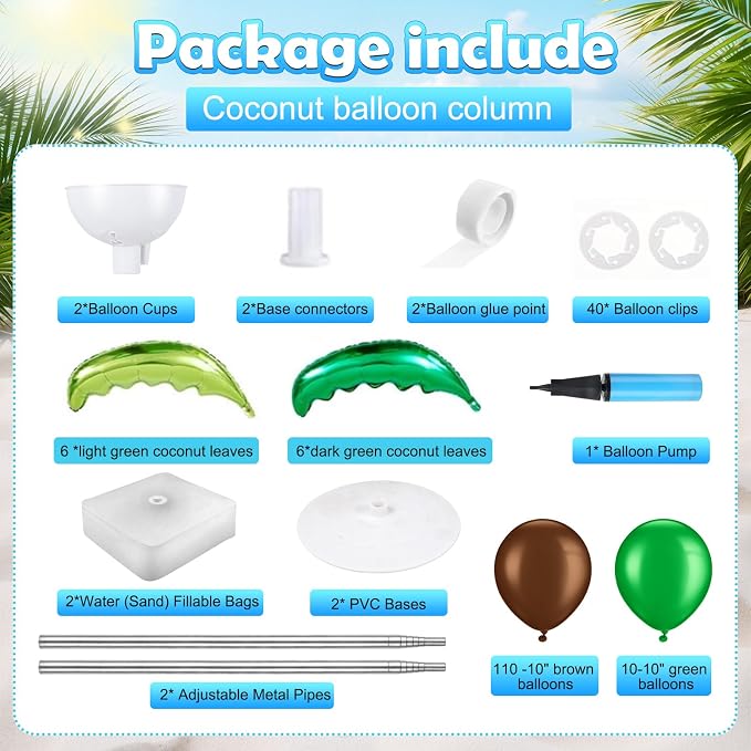 132 Pcs Palm Tree Balloon Column Stand Kit 6.5 Ft - Image 3
