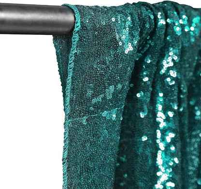 Eternal Beauty Teal Sequin Backdrop Curtains, 2 Panels 2x8FT | 3mm Sparkle - Image 9