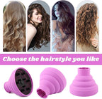 Universal Foldable Hair Dryer Diffuser, Travel Hair Dryer Diffuser Attachment with Comb, Portable Hairs Diffusers Blow Dryers Attachment for Natural Thick Hairs(Color:Purple)