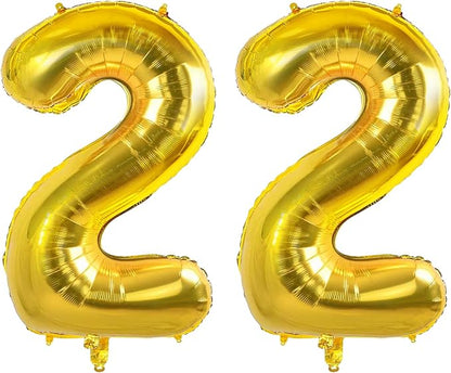 Number 22 Balloons for 22nd Birthday Party Decorations, 0-100 Large No.22 by Joycard