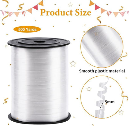 500 Yards White Curling Ribbon Balloon String Ribbon 1/5 Inch | Ribbon - Image 2