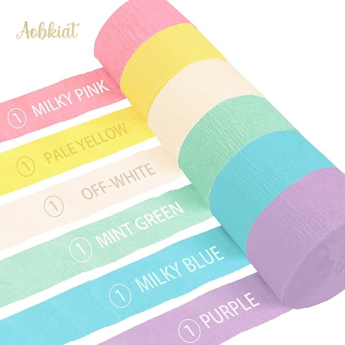 AOBKIAT Crepe Paper Streamers Party Decorations, 6 Rolls Pastel Streamers | - Image 6