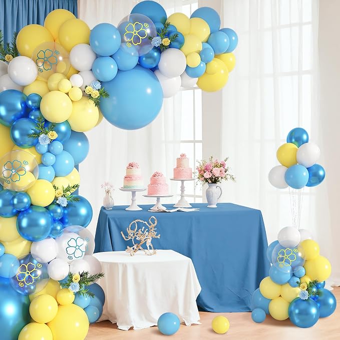 152Pcs Blue and Yellow Balloons Arch Kit Different Size | Lemon Metallic Pastel - Image 6