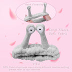 Jowmoy Cute grey Snail Headband, to Wash Face for Women Makeup Shower Spa Headband