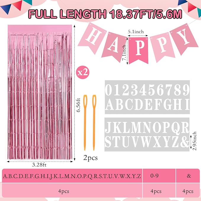 Mooliwe 173 Pcs DIY Custom Banner Foil Curtain Kit, 20 Paper Pennant, 148 - Image 2