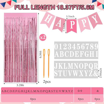 Mooliwe 173 Pcs DIY Custom Banner Foil Curtain Kit, 20 Paper Pennant, 148 - Image 2