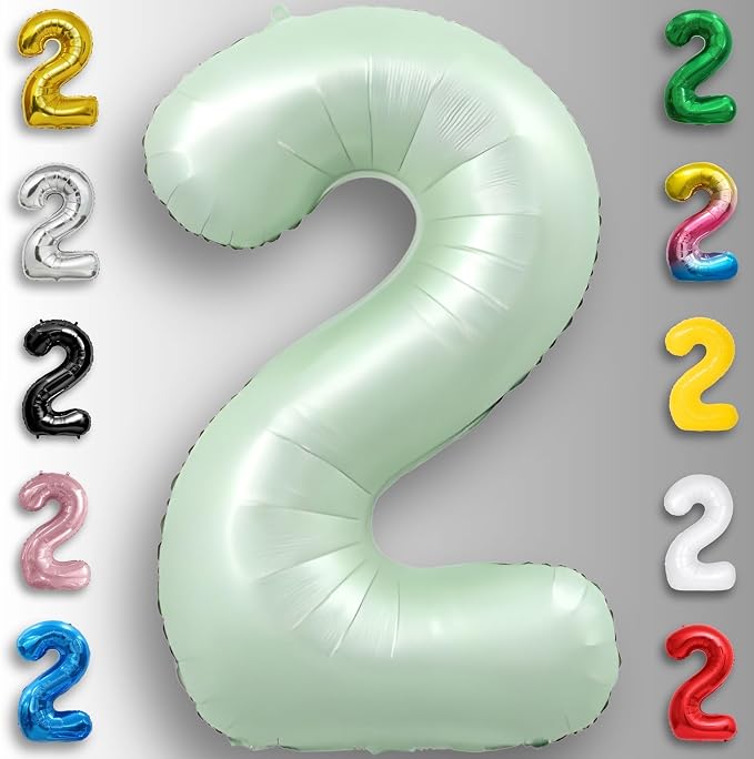Green Number Balloon 2 Mylar Foil Balloons 32 inch - Image 2