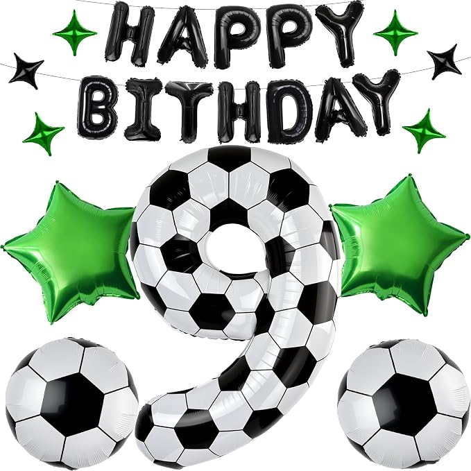 40 Inch Soccer Number 9 Balloon Set, Soccer Birthday Party Decorations | Sports by Unknown