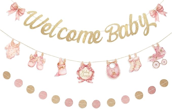 Baby Girl Baby Shower Decorations, Baby in Bloom Garland Decor, Pastel Pink by Unknown