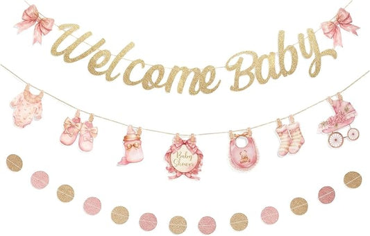 Baby Girl Baby Shower Decorations, Baby in Bloom Garland Decor, Pastel Pink by Unknown