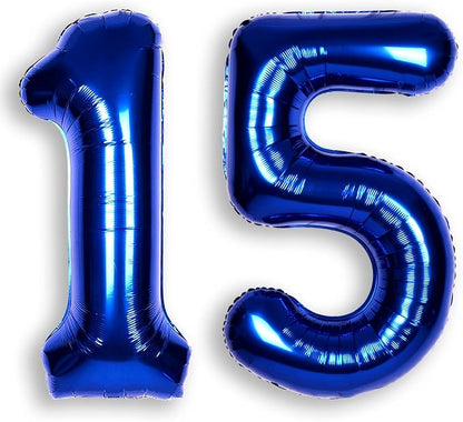 40 Inch Navy Blue Big Number 15 Balloon 0-9 Large Helium | Royal Blue Balloons by SULALABOO