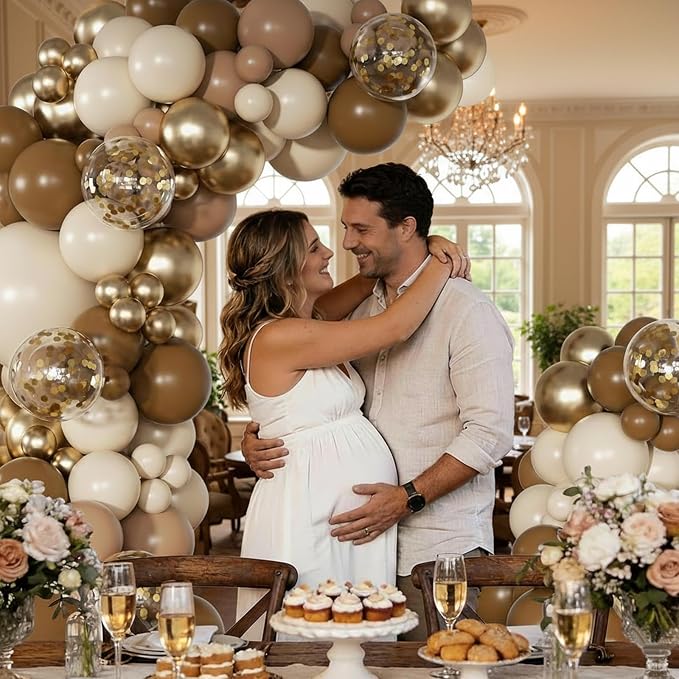 Brown Gold Sand White Balloons Garland Arch Kit 126Pcs | Neutral Brown Balloons - Image 5