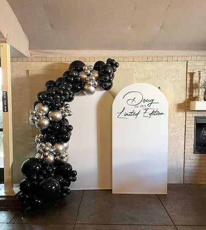 KBZVNAF Black and Silver Latex Balloons 60 Pack 12 inch | Black Metallic Silver - Image 7