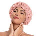 Reusable Shower Cap for Women, Stylish Large Waterproof Shower Bonnet Washable Wide Elastic Band Hair Cap for Long Hair, Braids Bath Hat(Blush Pink)
