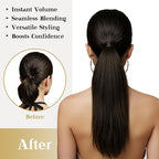 Ve Sunny Hair Extensions Ponytail Real Human Hair Wrap Around Clip in Ponytail Hair Extensions Straight Extensions Human Hair for Women Brunette Dark Brown 20inch 80G