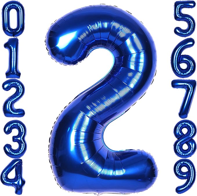 40 Inch Navy Blue Big Number 2 Balloon 0-9 Large Helium | Royal Blue 2nd Foil by SULALABOO