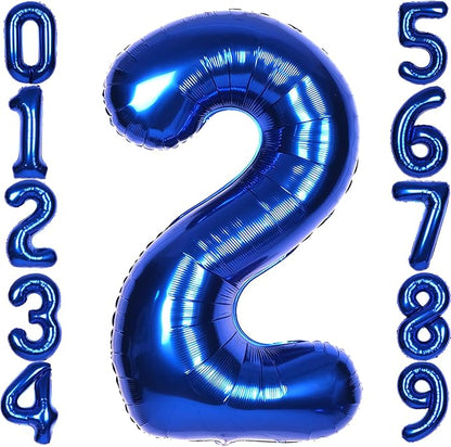 40 Inch Navy Blue Big Number 2 Balloon 0-9 Large Helium | Royal Blue 2nd Foil by SULALABOO