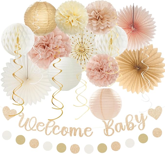 Champagne-Gold Fall Boho Baby Shower Party-Decorations by Huglony
