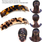 Eyegla Hair Barrettes for Women Large French Barrette Hair Clips Tortoise Shell Barrettes for Thick Hair,2 Pack