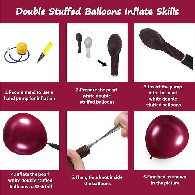 Double Stuffed Burgundy Balloon Garland Arch Kit | 18/12/10/5inch Different - Image 2