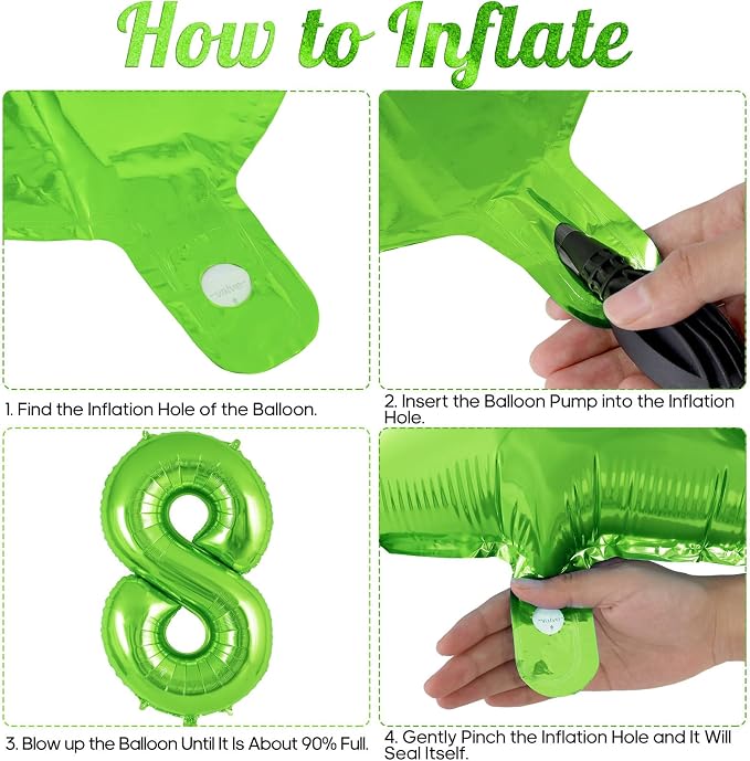 Green Number 8 Balloon 40 Inch, Big Large Foil Helium Number Balloons, Jumbo - Image 7
