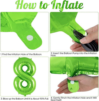 Green Number 8 Balloon 40 Inch, Big Large Foil Helium Number Balloons, Jumbo - Image 7