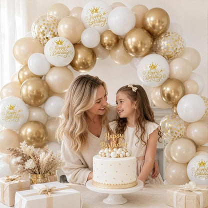 White and Gold Birthday Balloons - Image 6